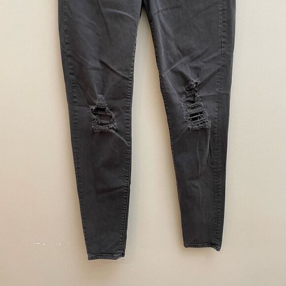 American Eagle Distressed Hi Rise Jegging Womens 8 Washed Black Stretch - Picture 3 of 13